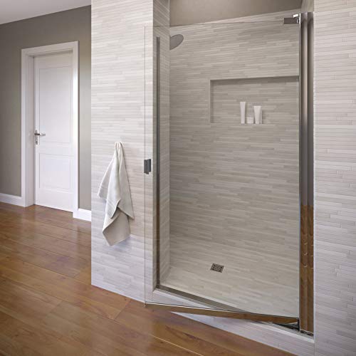 Basco Armon 31.75 to 33.25 in. width, Semi-Frameless Pivot Shower Door, Clear Glass, Chrome