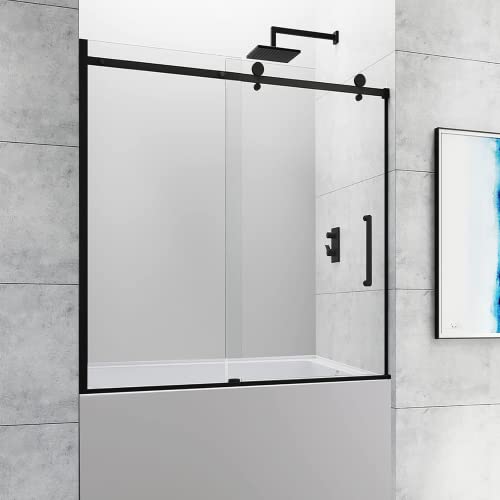 CKB Tampa Single Sliding Frameless Bathtub Shower Doors, 56-60 inch ...