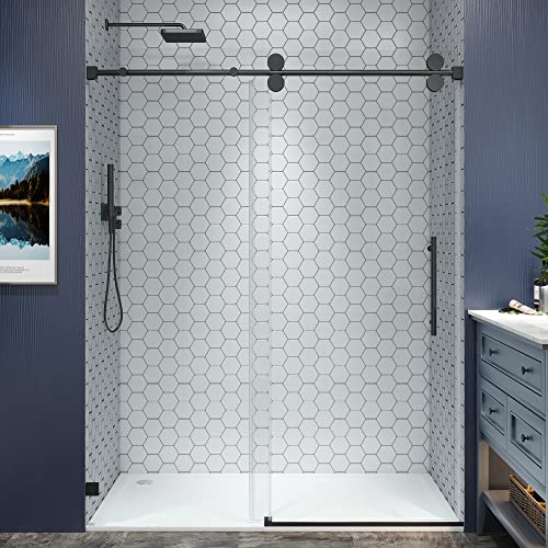 YINVANI Frameless Sliding Shower Door, 57-60
