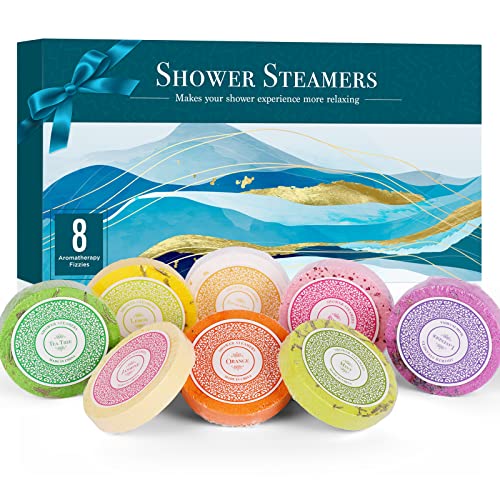Shower Steamers Aromatherapy - 8 Pack Pure Essential Oil Shower Bombs for Home Spa Bath Self Care, Essential Oil Stress Relief and Relaxation Bath Gifts for Mom Women, Birthday Valentine’s Day, Green