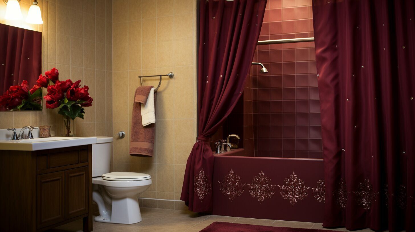 burgundy shower curtain sets